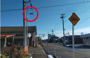 川崎踏切付近の交差点の写真