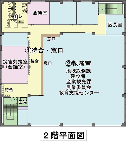 新庁舎2階の平面図