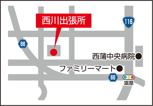 西川出張所の地図