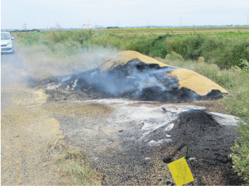 野焼きによって広がった火事の様子