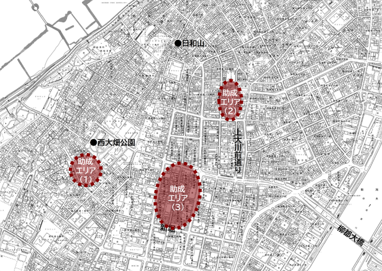 助成対象となる地区の広域図