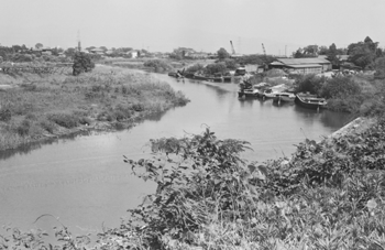 小阿賀野川と砂利舟の基地