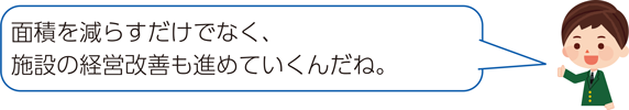 面積を減らすだけでなく、施設の経営改善も進めていくんだね。