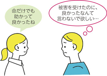 命だけでも助かって良かったね　被害を受けたのに、良かったなんて言わないで欲しい…