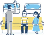 混雑した電車・バスに乗車するとき