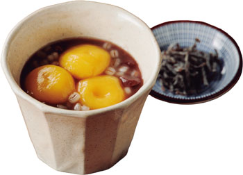 期間限定メニュー「もち麦入りかぼちゃ白玉ぜんざい」