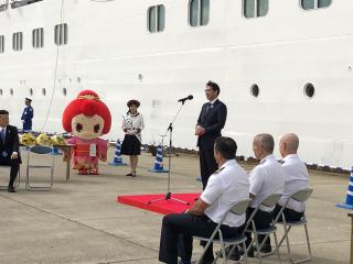 クルーズ船「シルバー・ミューズ」初寄港歓迎式典の写真