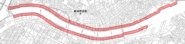 信濃川本川大橋下流沿岸地区の区域図