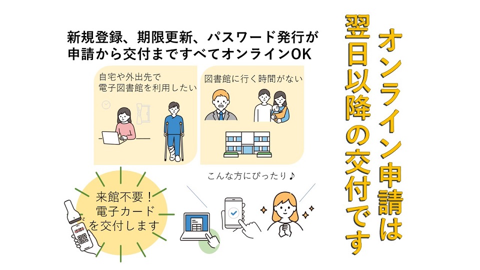 新規登録、期限更新、パスワード発行が申請から交付まですべてオンラインOK