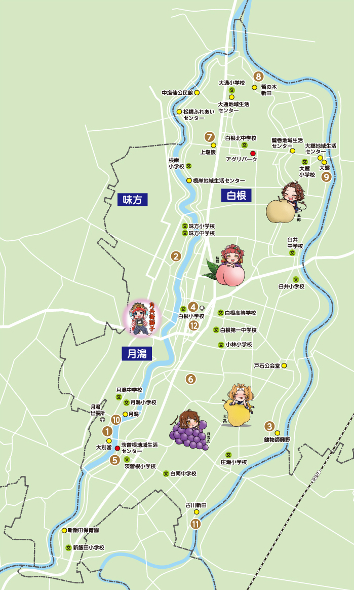 南区内の「地域のお宝」の場所を表示した地図